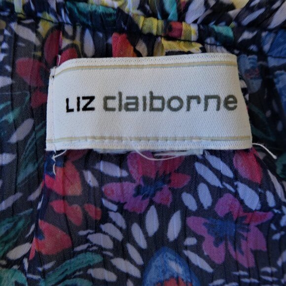 Liz Claiborne Swing Top Sleeveless Floral Cami Ruffle Neck Keyhole Dark Moody XL - Picture 8 of 10